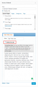Figure 4: Adding a tab, tab title and tab content