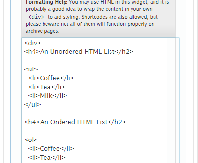 Figure 5: HTML in Tab Content